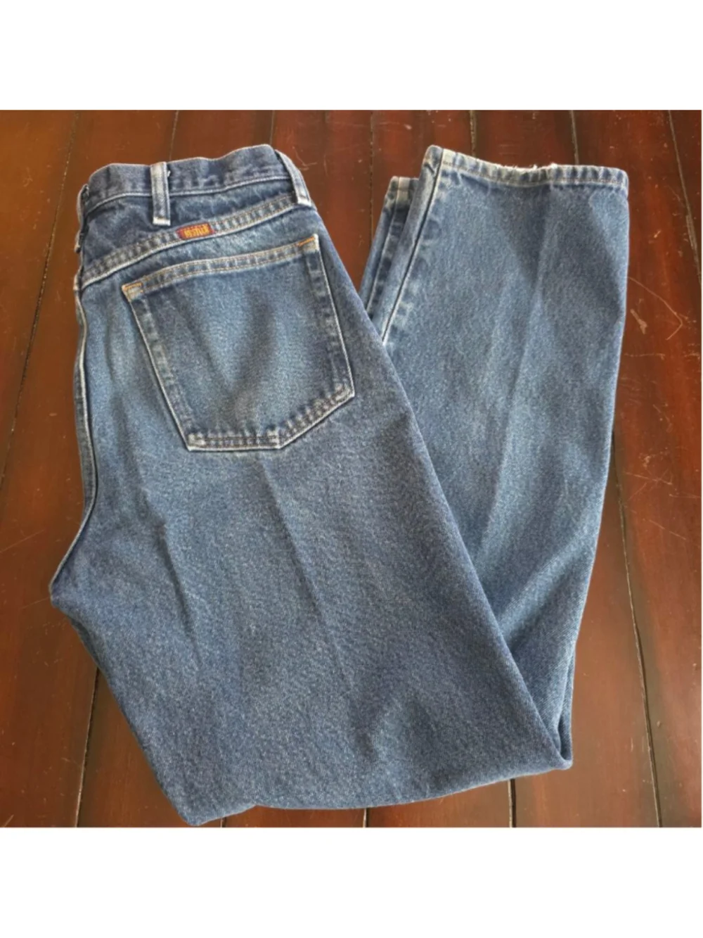 Vintage 90s Men's Rustler Blue Straight Jeans Size 34x32 Grunge Casual